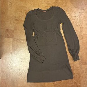 Camo-green Long Sleeve Sweater Dress